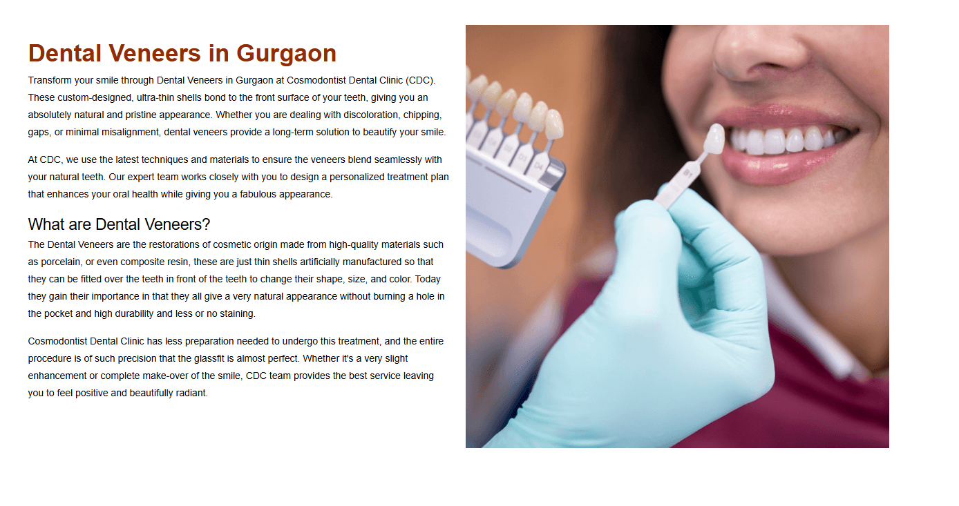 Dentist comparing dental veneer shades to patient’s teeth at Cosmodontist Dental Clinic